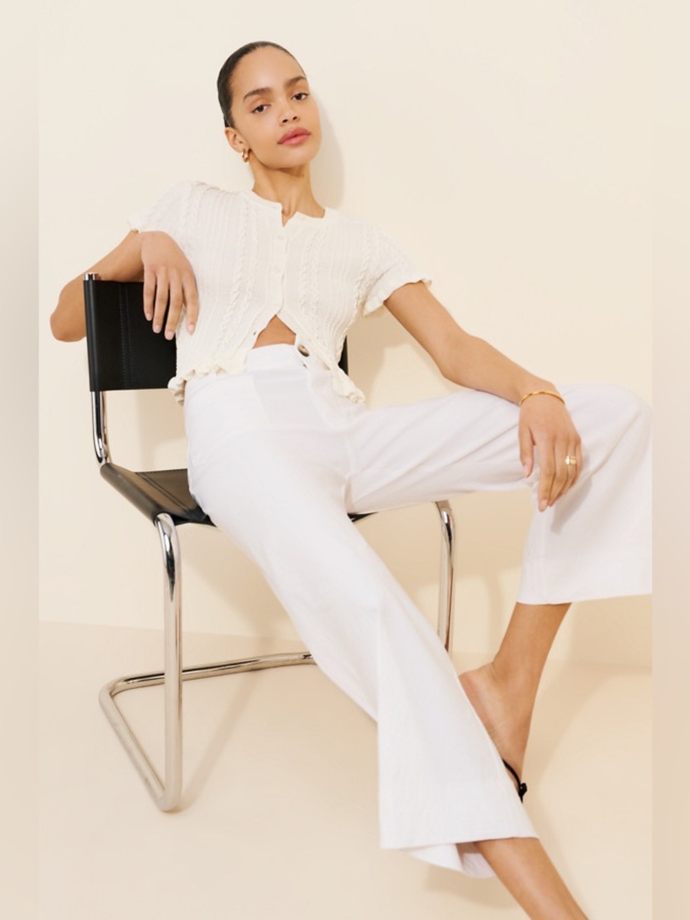 Maeve Anthropologie The Colette Crop Wide Pants White